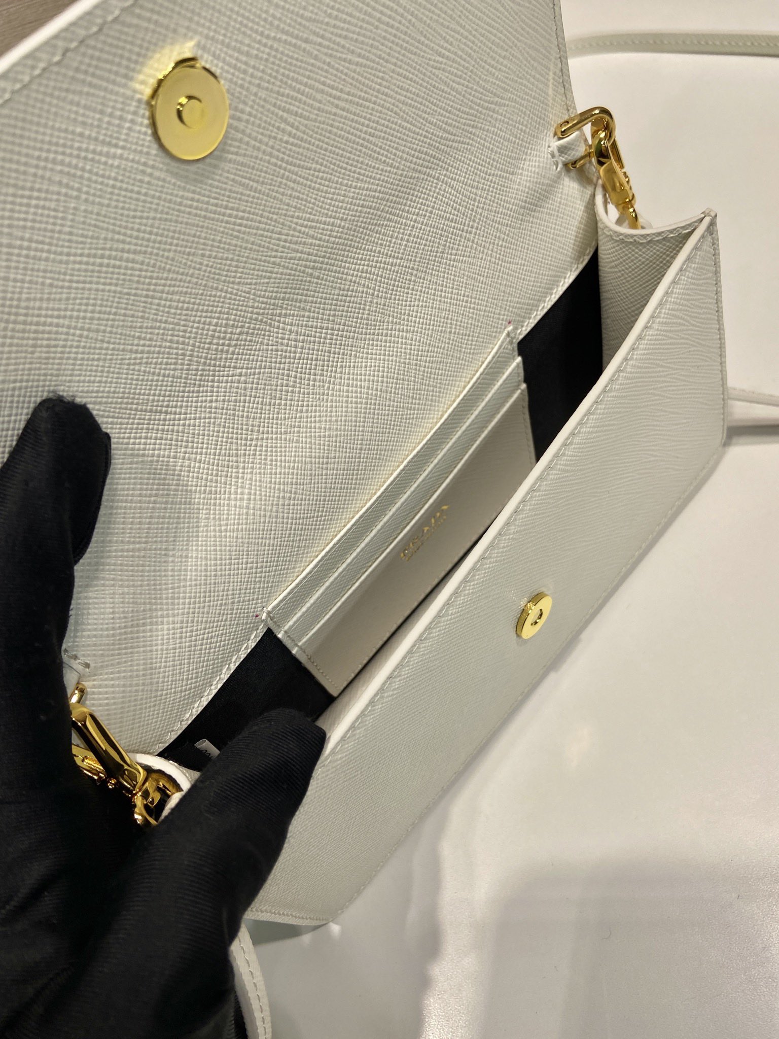 Bagsaaa Pra*a Saffiano leather mini-bag 1NF059 white - 18cm