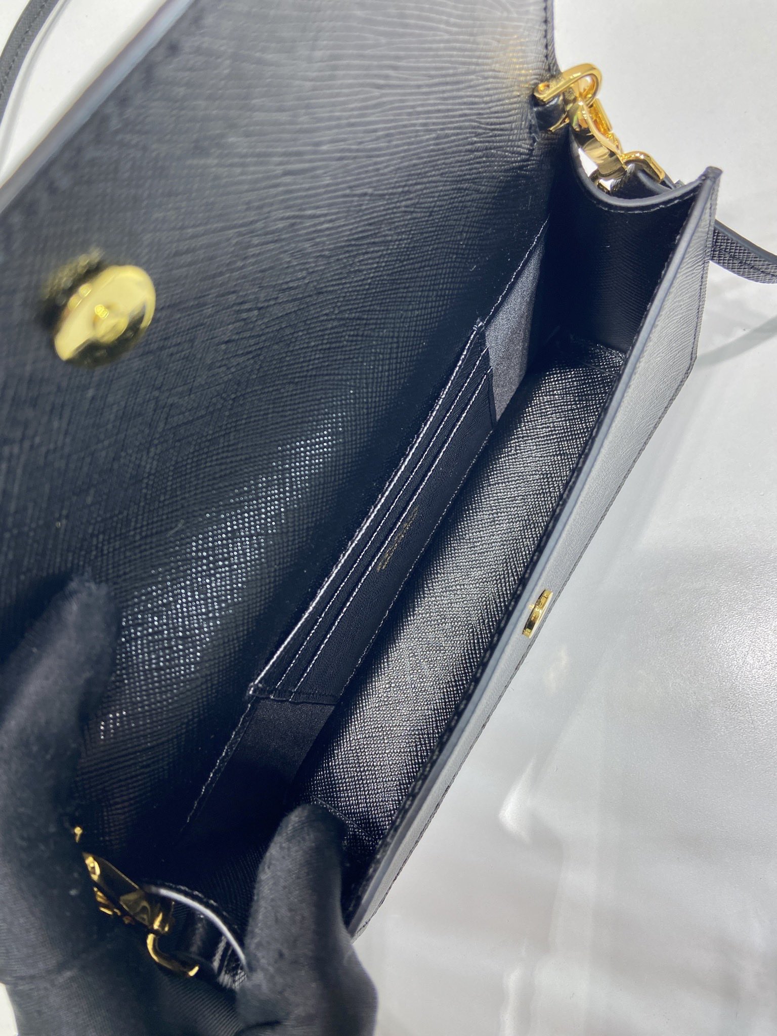 Bagsaaa Pra*a Saffiano leather mini-bag 1NF059 black - 18cm