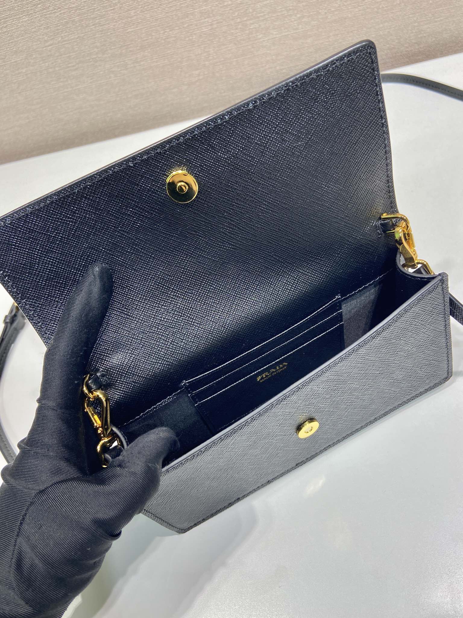 Bagsaaa Pra*a Saffiano leather mini-bag 1NF059 black - 18cm