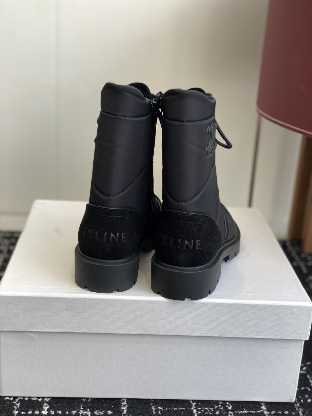 Bagsaaa Ce1i*e Margaret Boot In Nylon and Suede Calfskin 365115 black
