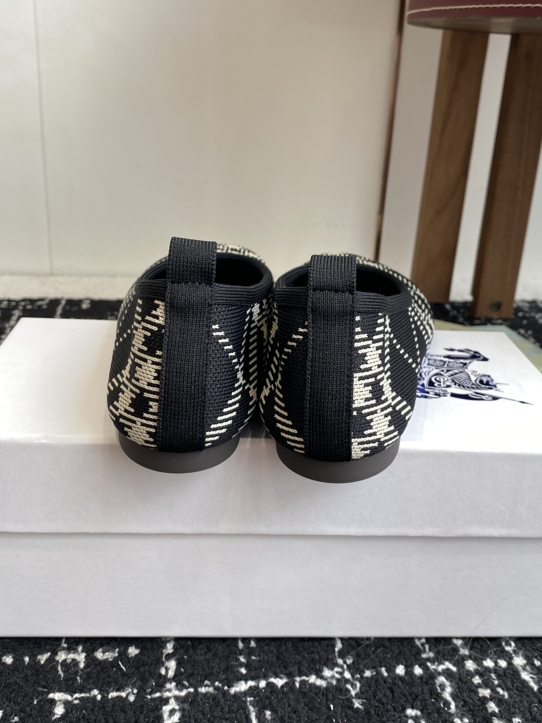 Bagsaaa Bv*b*rry Check Knit Baby ballerinas black