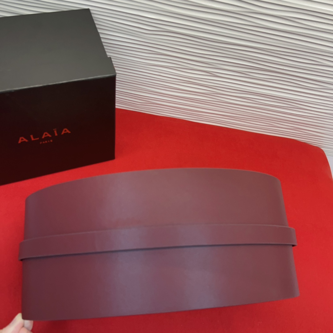 Bagsaaa Alaia Double Bustier Belt In Calfskin Dark Red