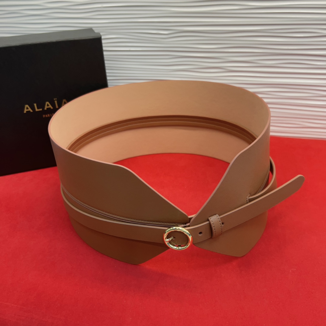 Bagsaaa Alaia Double Bustier Belt In Calfskin Beige