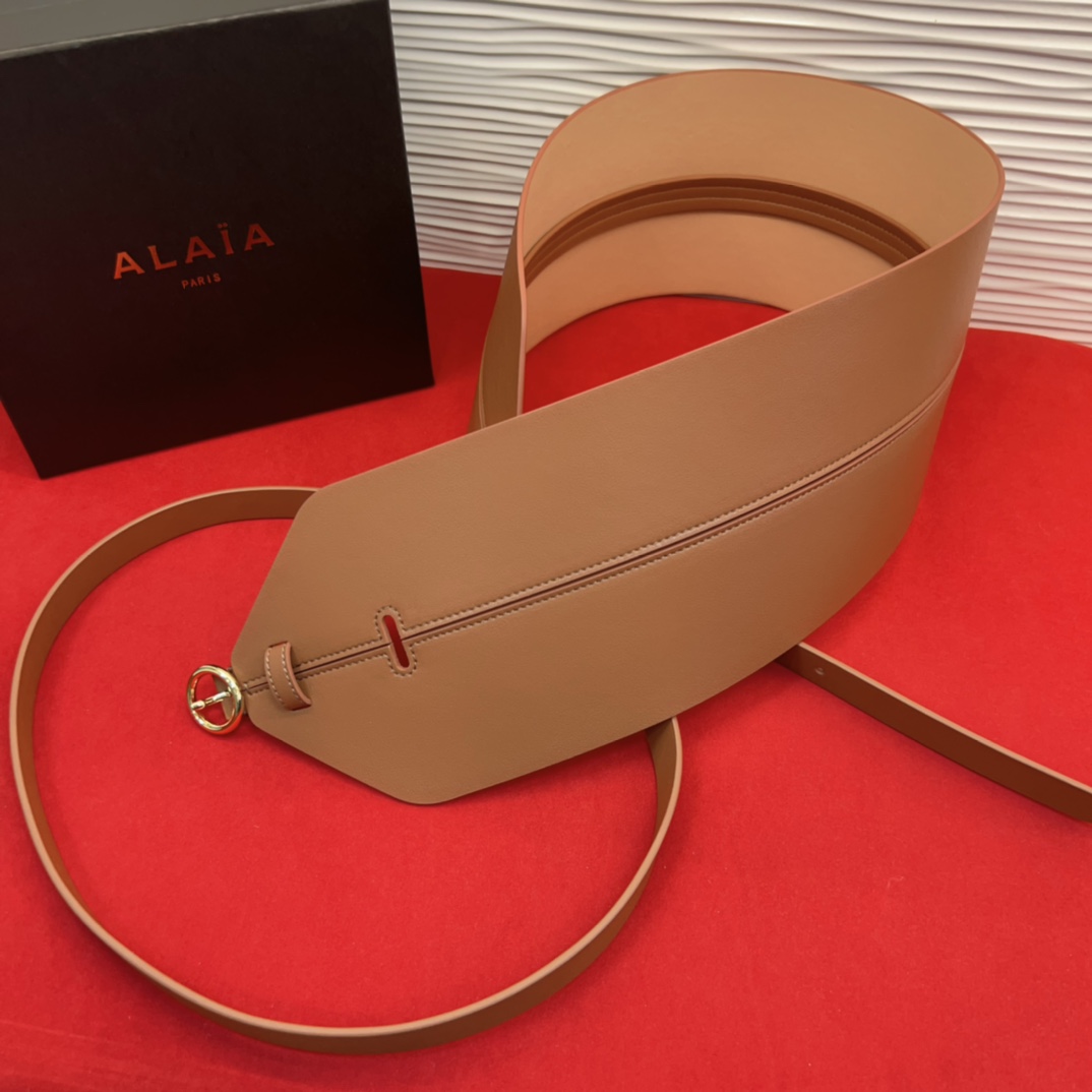 Bagsaaa Alaia Double Bustier Belt In Calfskin Beige