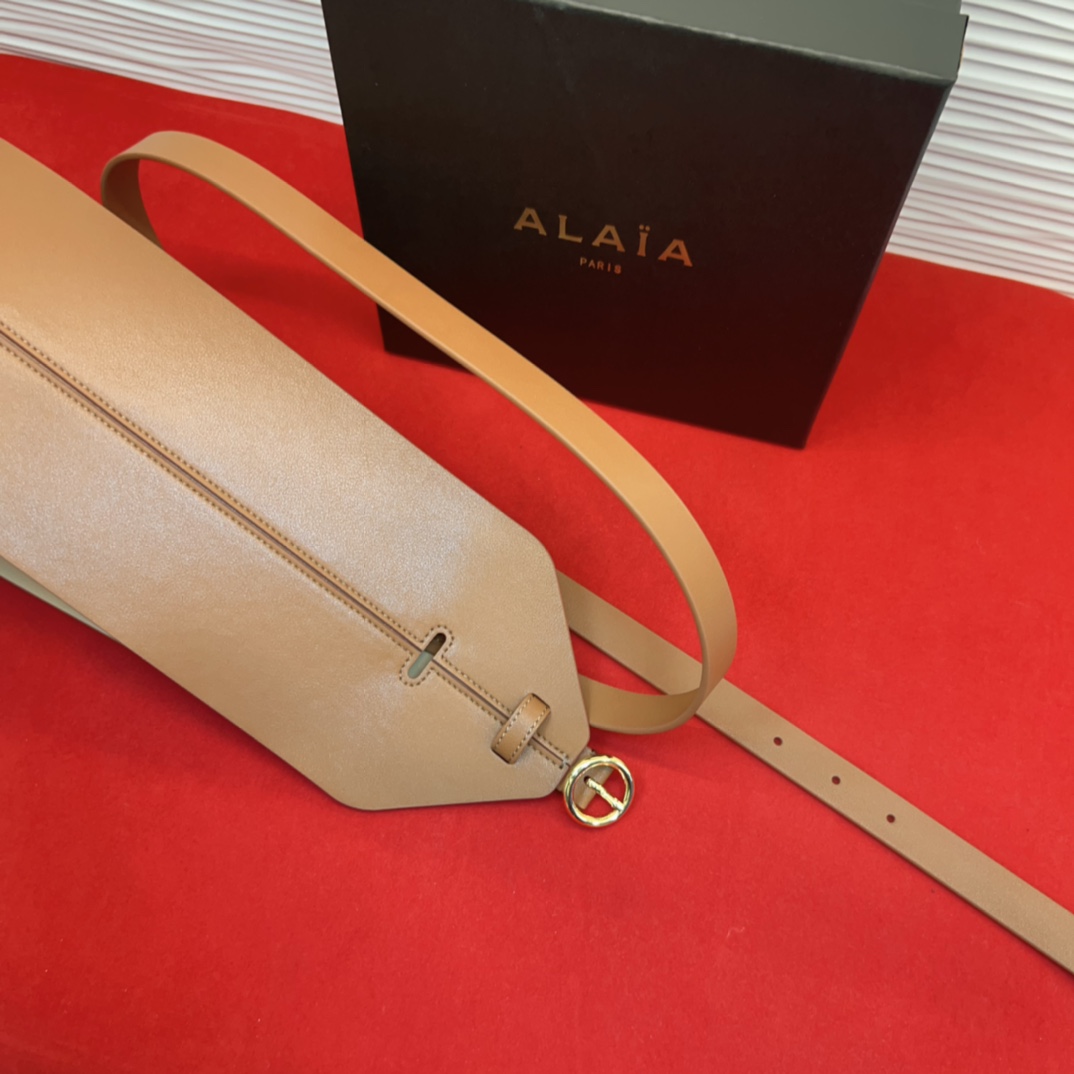 Bagsaaa Alaia Double Bustier Belt In Calfskin Beige