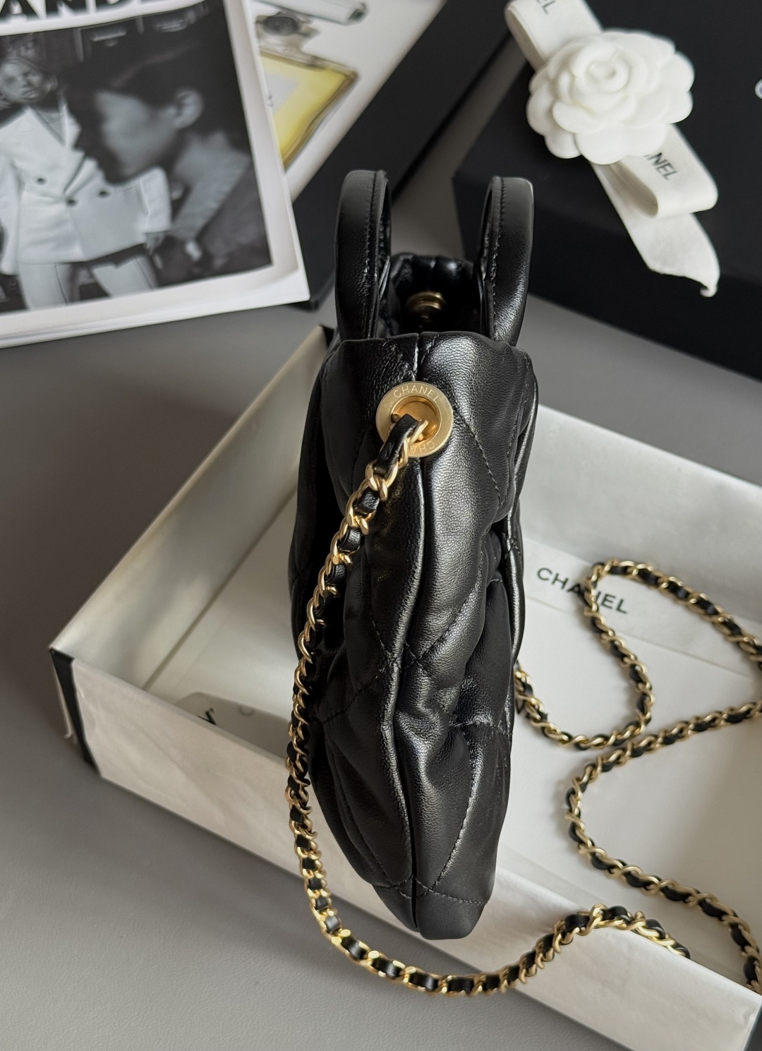 Bagsaaa Ch**el Mini Bow Bag AS5849 Black Lambskin - 26cm