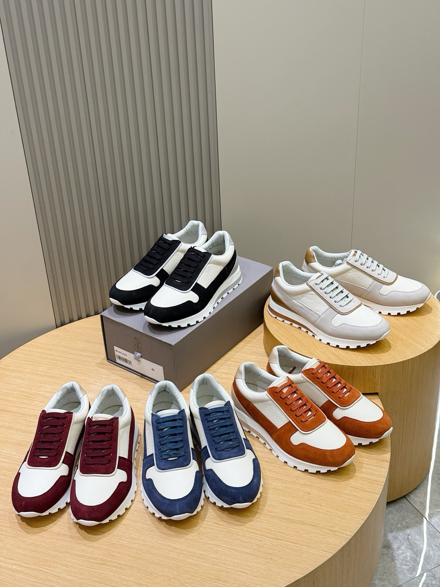 Bagsaaa Brunello Cucinelli Olimpo full-grain leather and suede sneakers