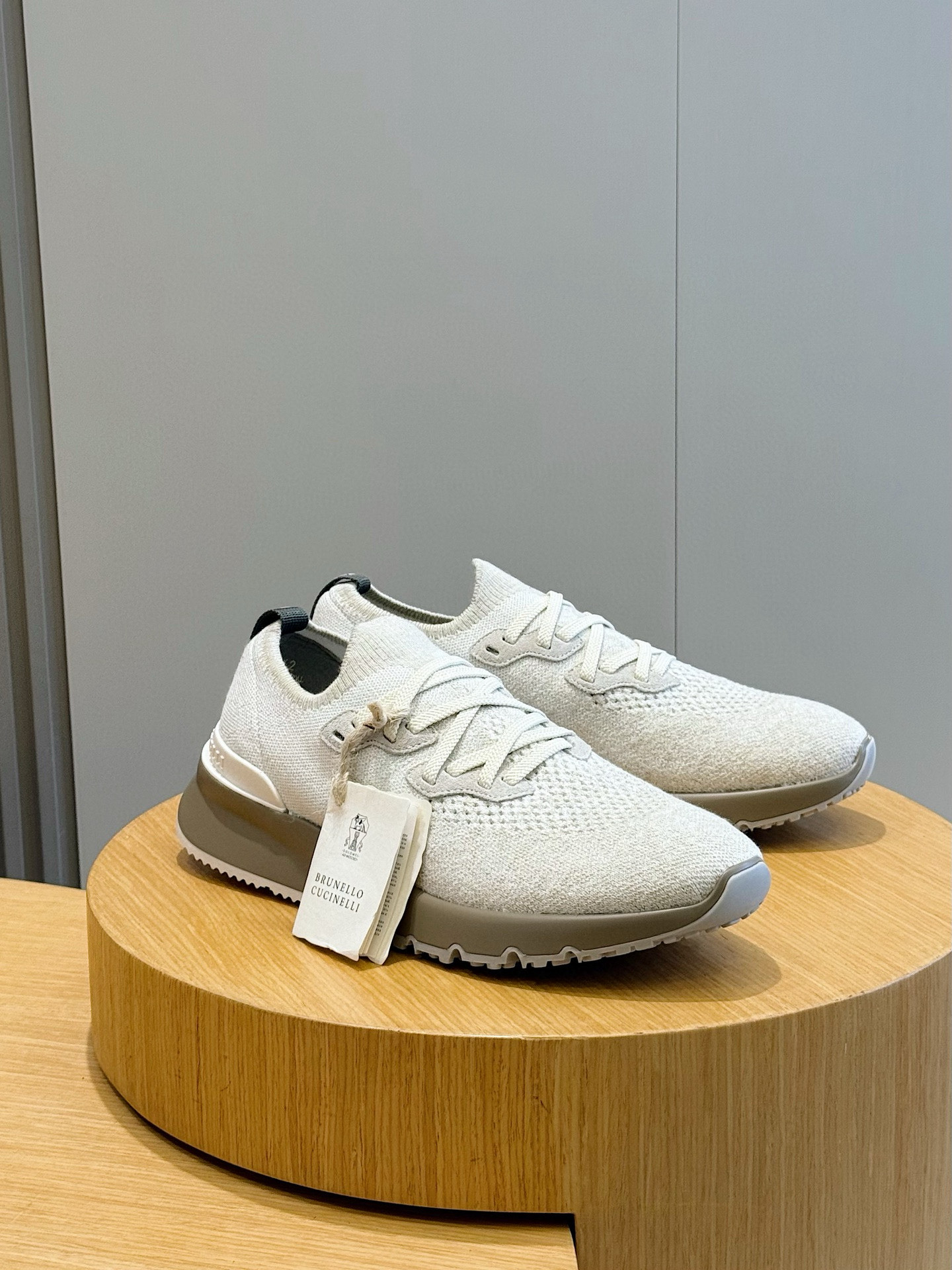 Bagsaaa Brunello Cucinelli knitted sneakers ivory
