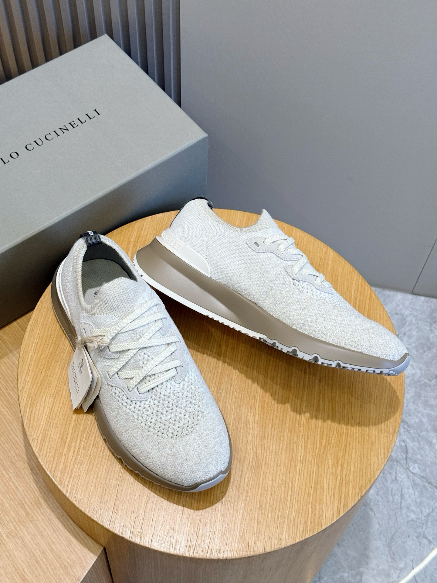 Bagsaaa Brunello Cucinelli knitted sneakers ivory