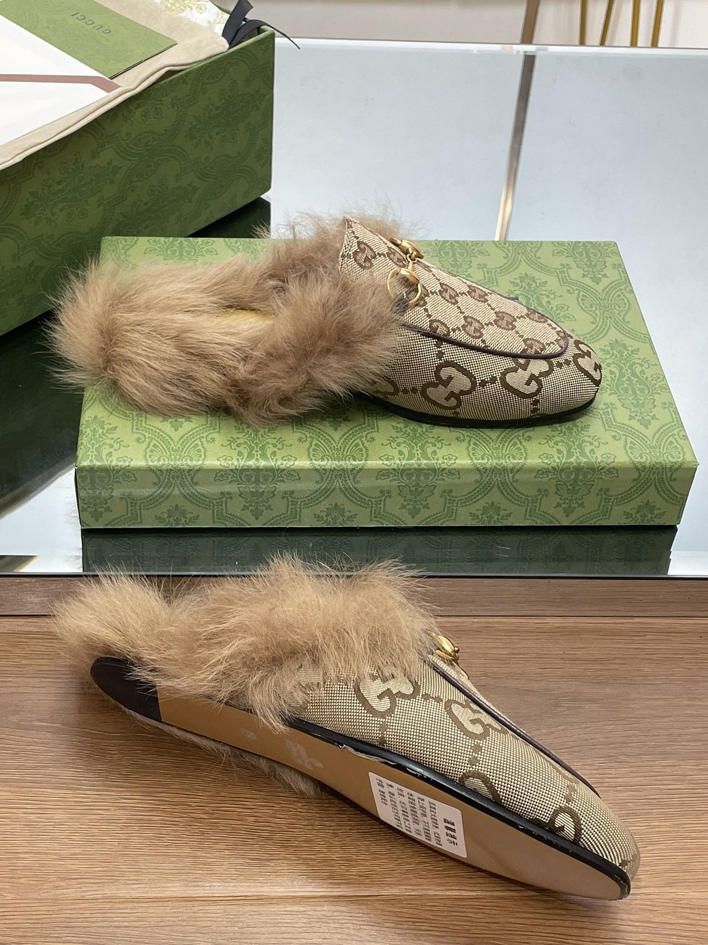 Bagsaaa Gvc*1 Princetown GG canvas & fur
