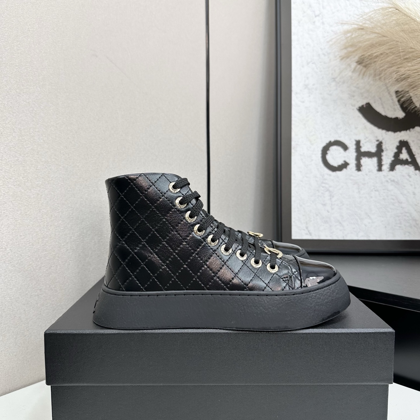 Bagsaaa Ch**el Sneakers Printed lambskin black