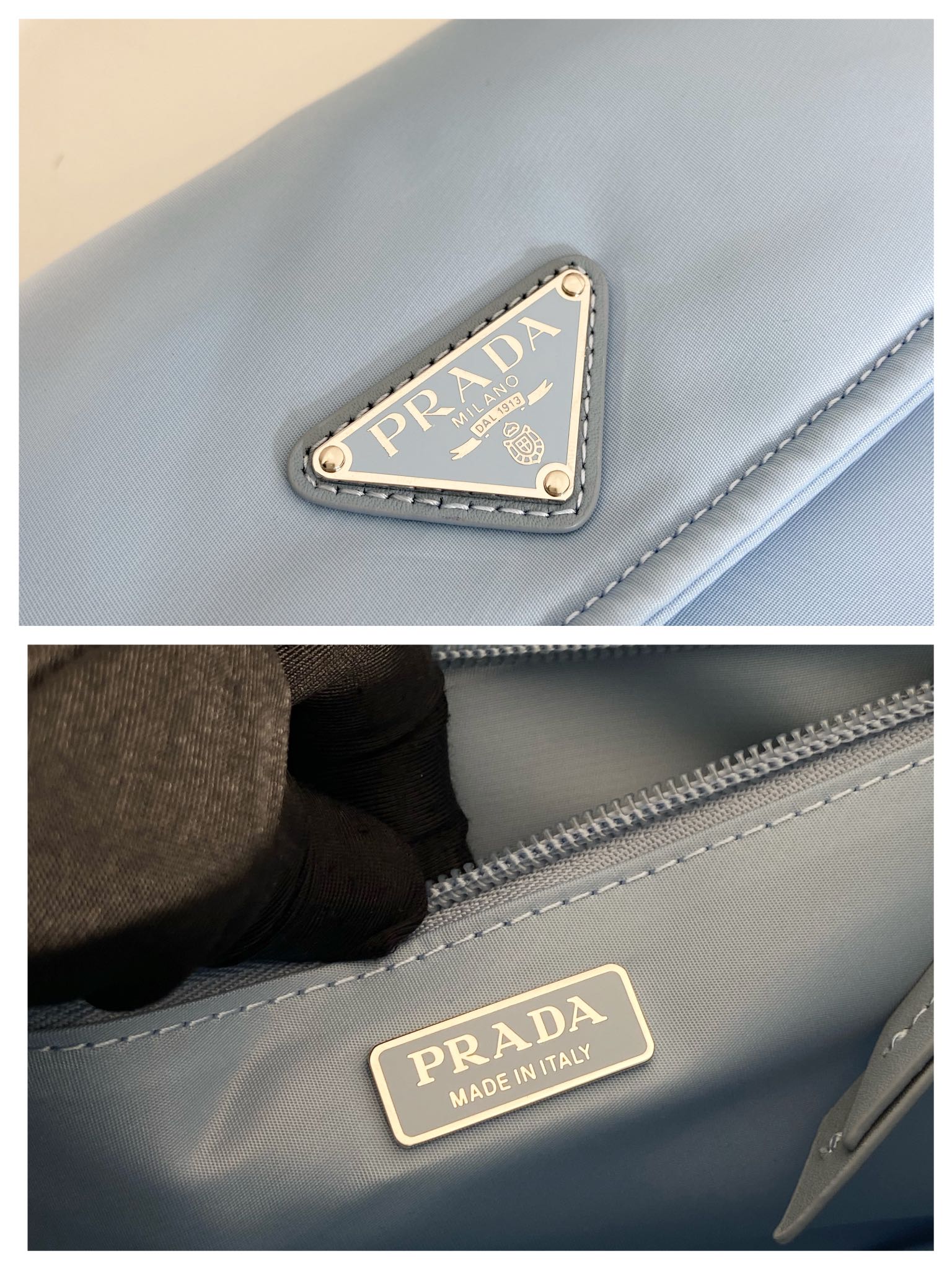 Bagsaaa Pra*a small padded Re-Nylon shoulder bag blue - 23cm