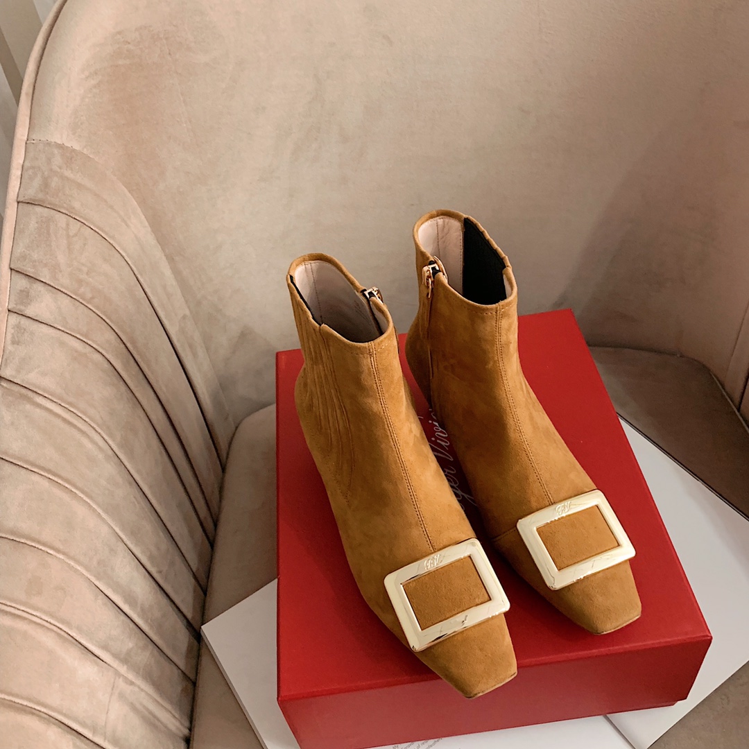 Bagsaaa Roger Vivier Belle Vivier buckled suede Chelsea boots