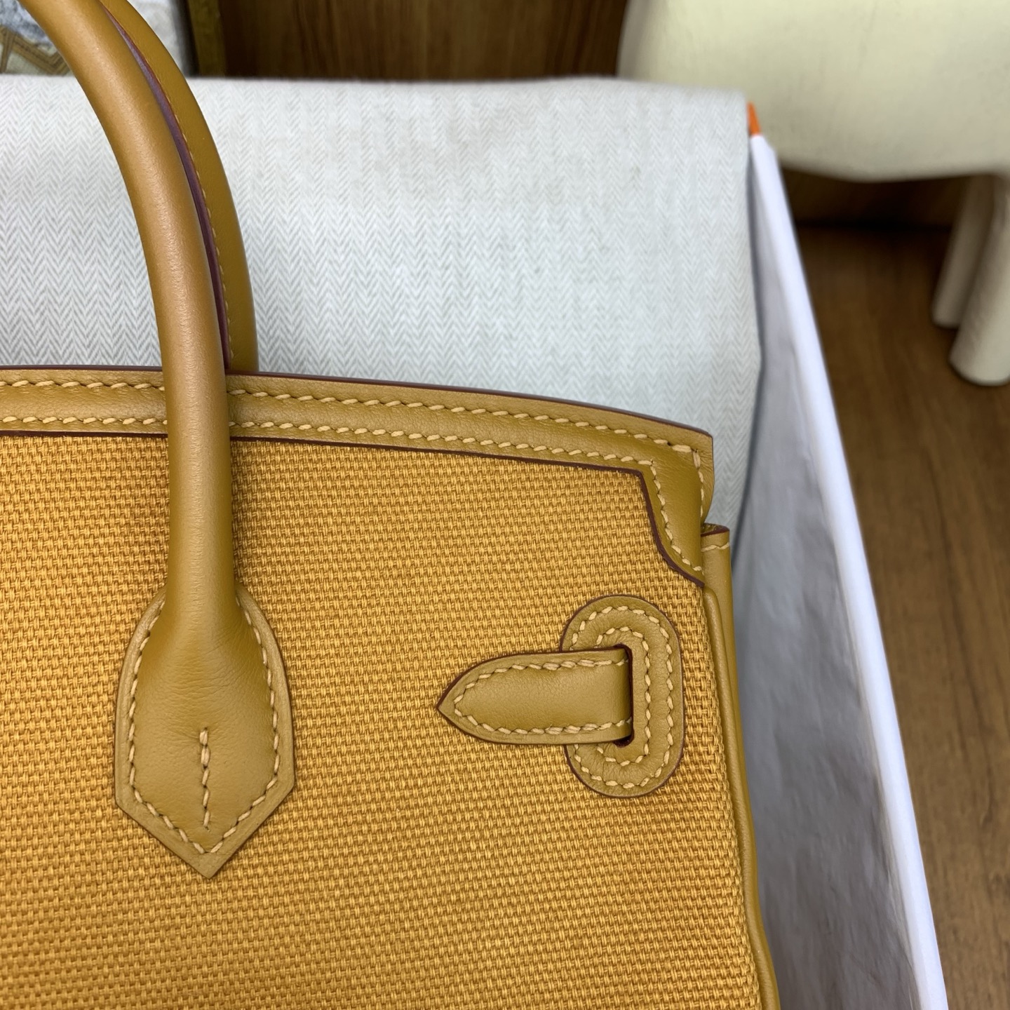 Bagsaaa H**me5 Birkin Cargo 25 bag in canvas and swift leather yellow
