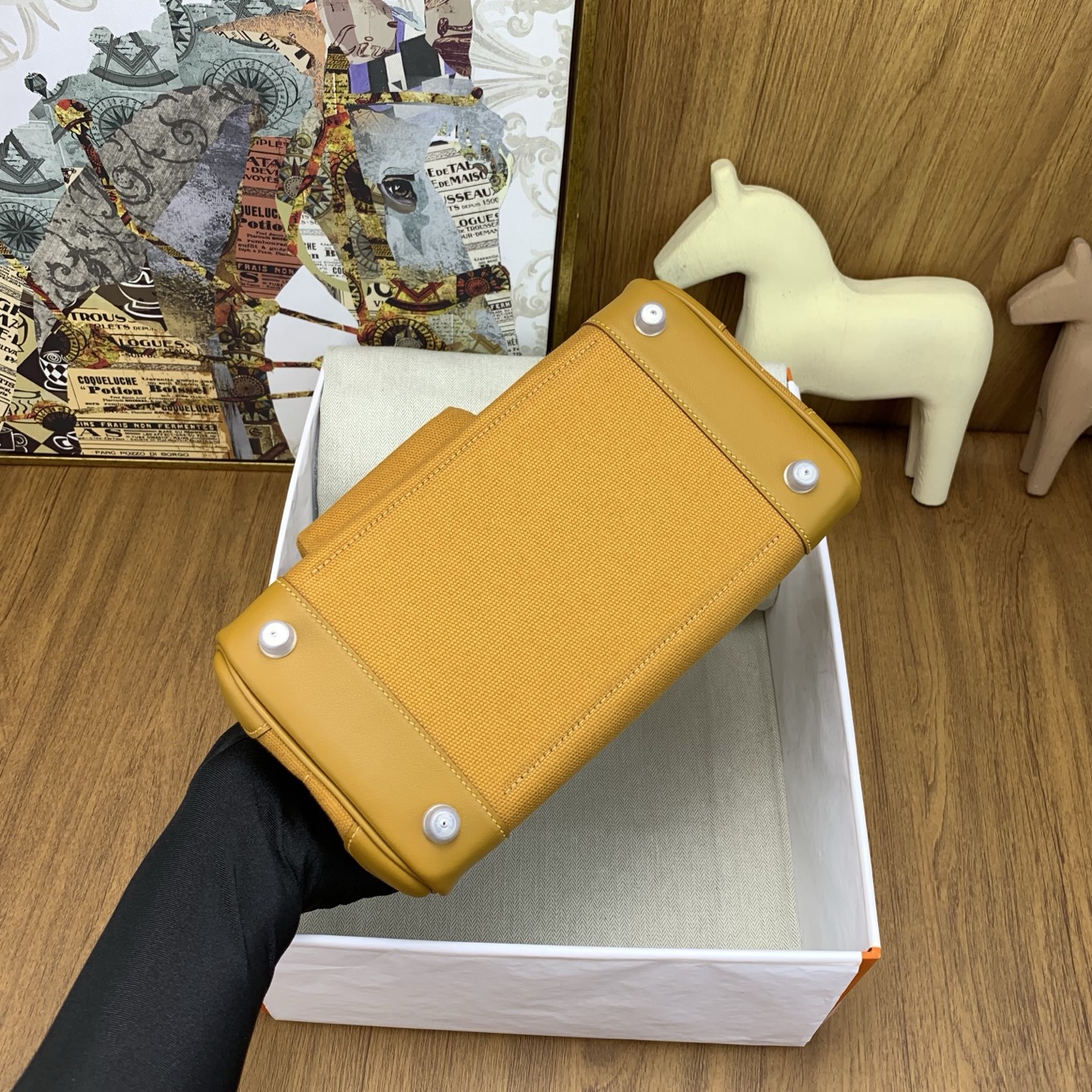 Bagsaaa H**me5 Birkin Cargo 25 bag in canvas and swift leather yellow