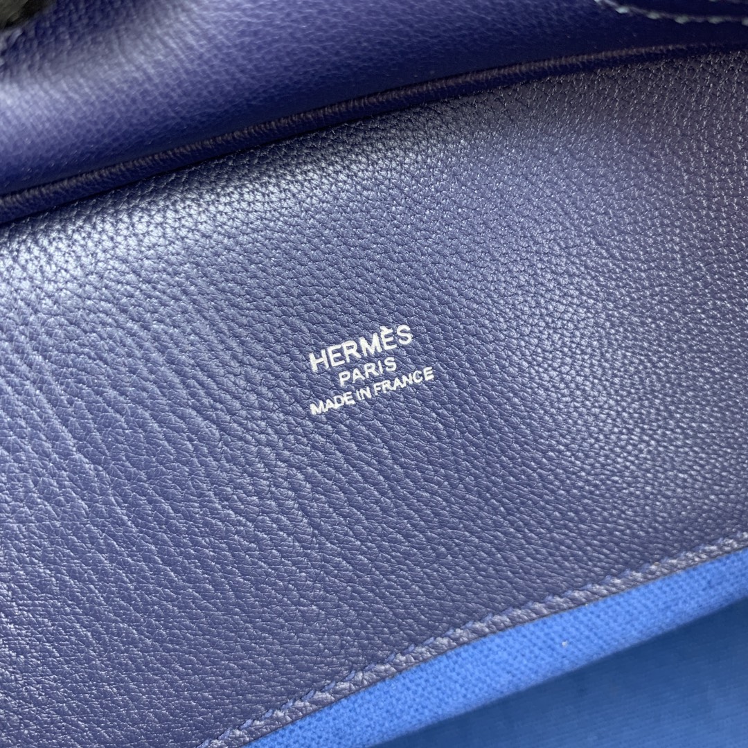 Bagsaaa H**me5 Birkin Cargo 25 bag in canvas and swift leather blue