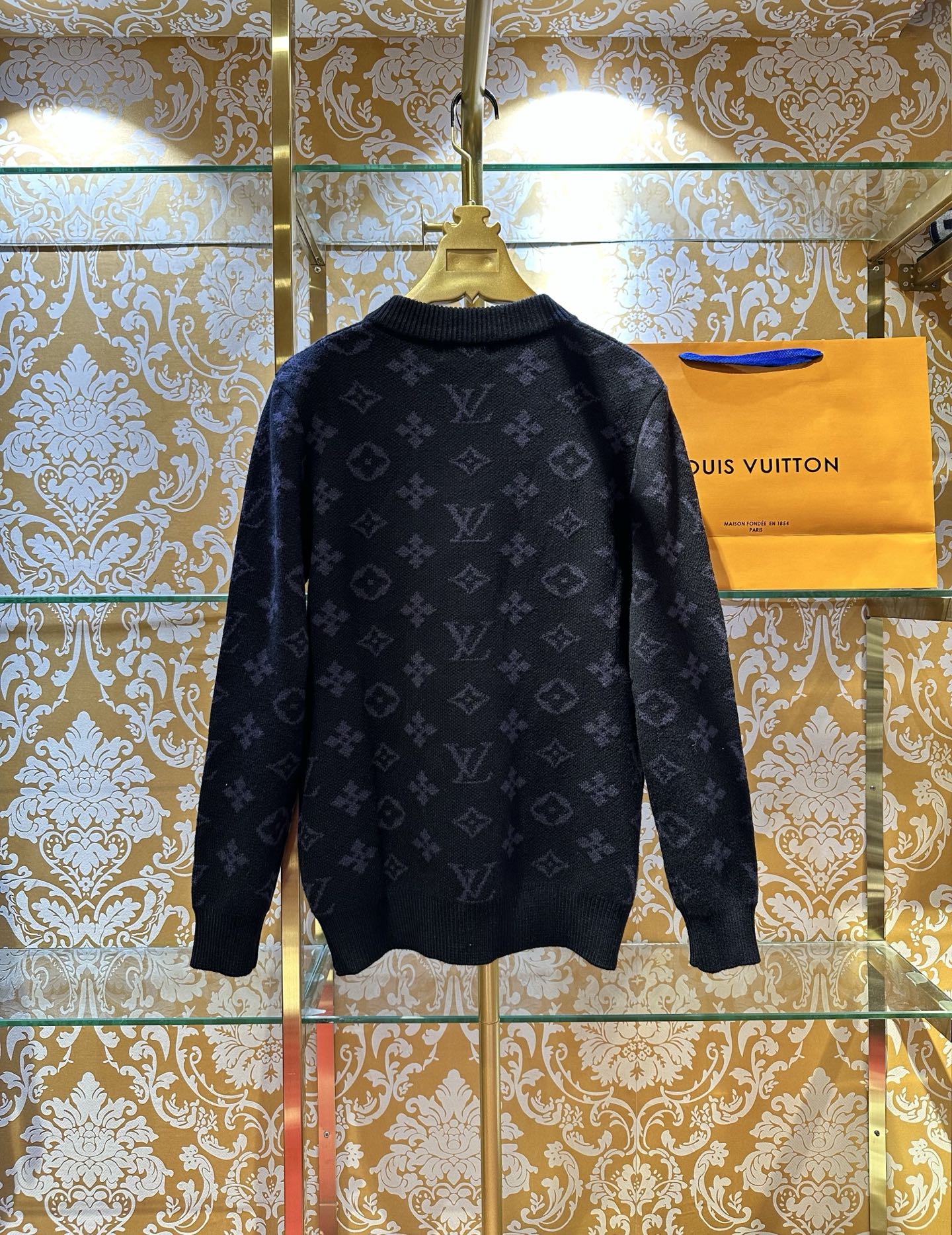 Bagsaaa L0vis Vvtt0n zip-through cardigan with monogram pattern black