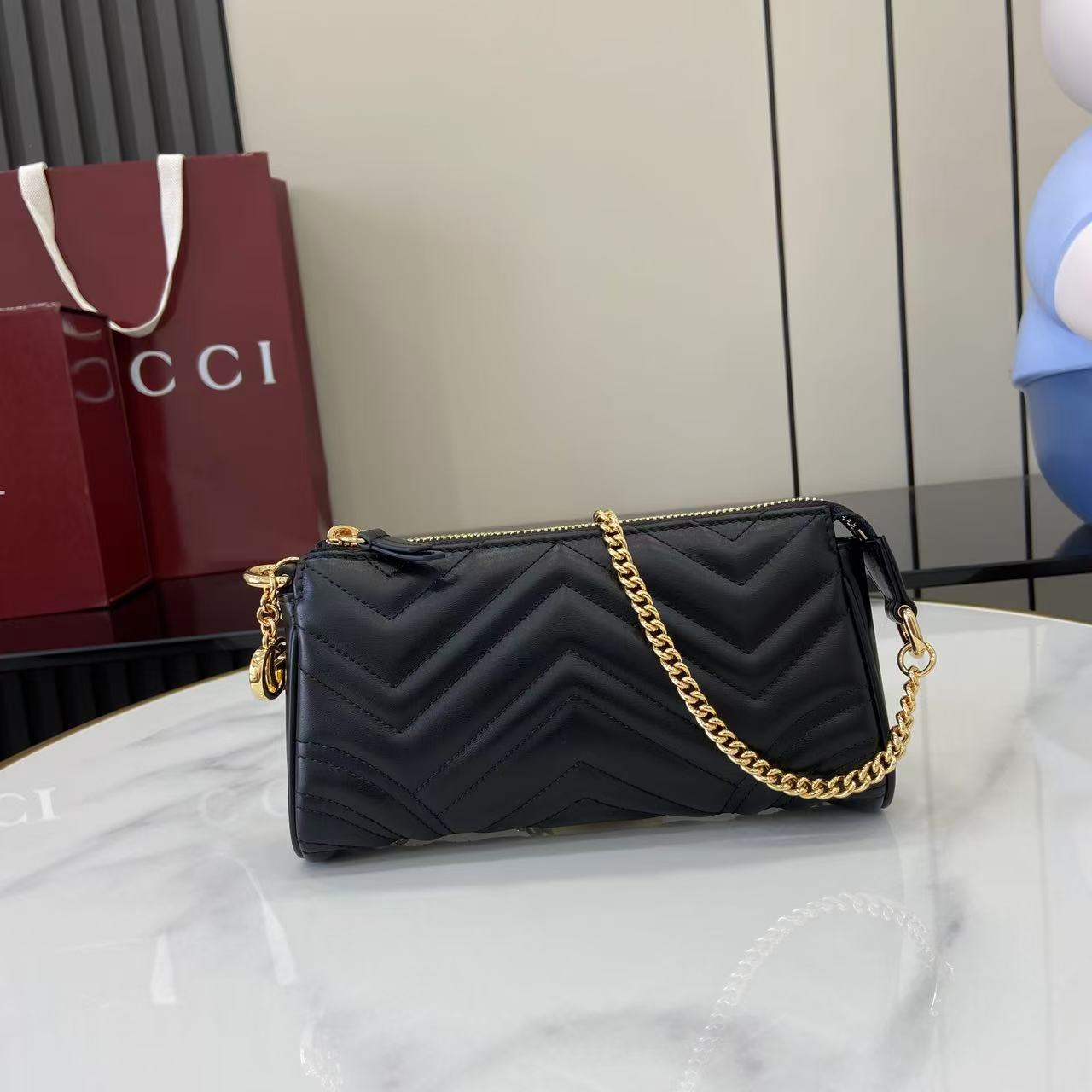 Bagsaaa Gvc*1 GG Marmont small shoulder bag 847589 black - 20cm
