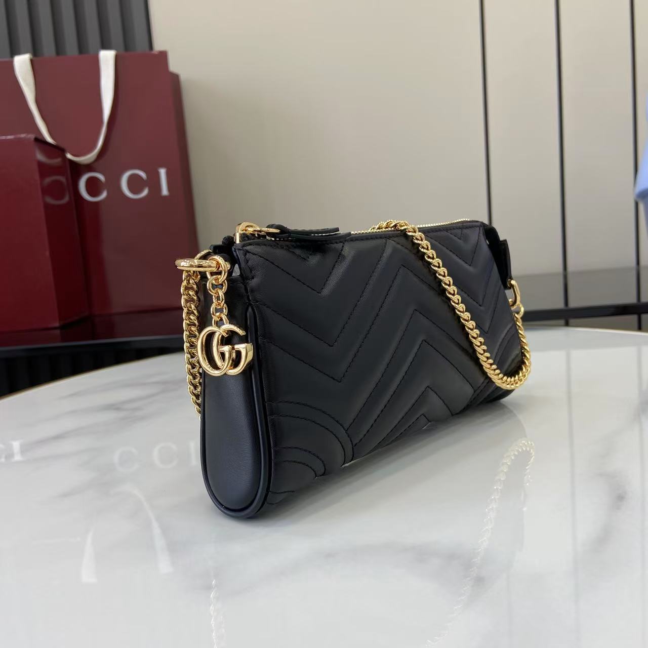 Bagsaaa Gvc*1 GG Marmont small shoulder bag 847589 black - 20cm