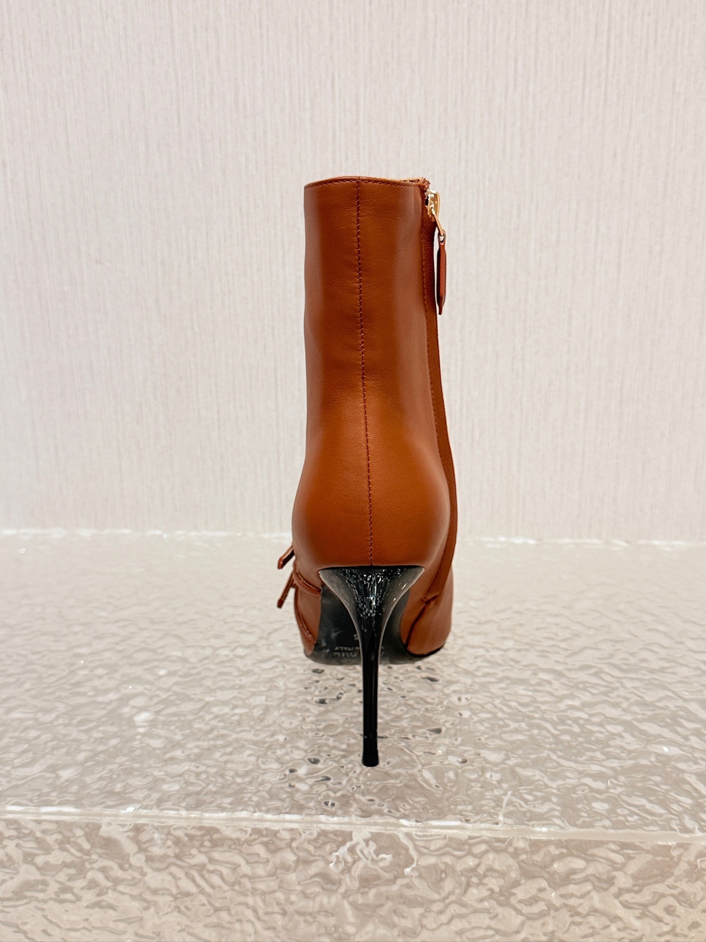 Bagsaaa Miu Miu Nappa leather boots with buckle brown