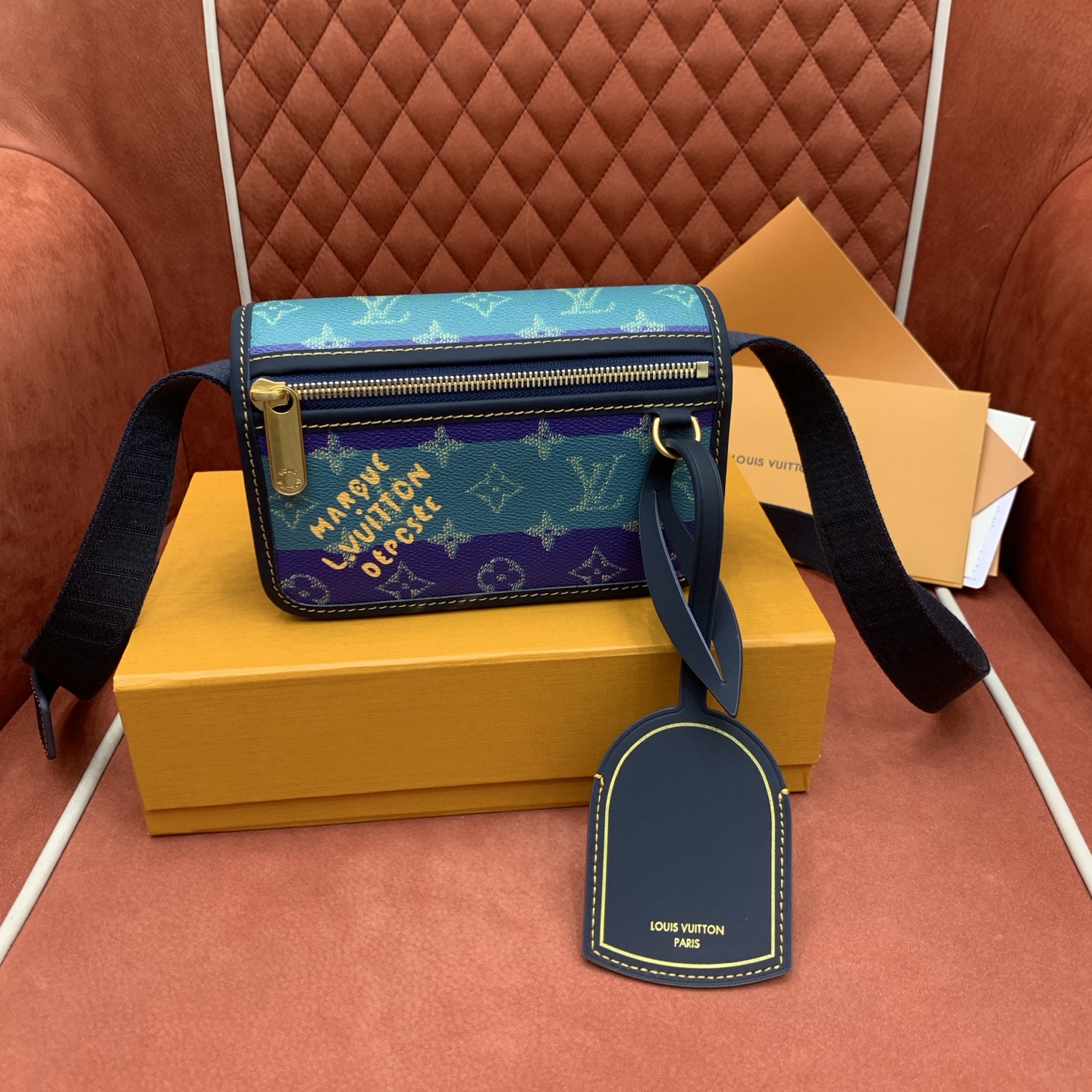 Bagsaaa LV M15173 Bosphore Wearable Wallet Blue Stripes - 19cm