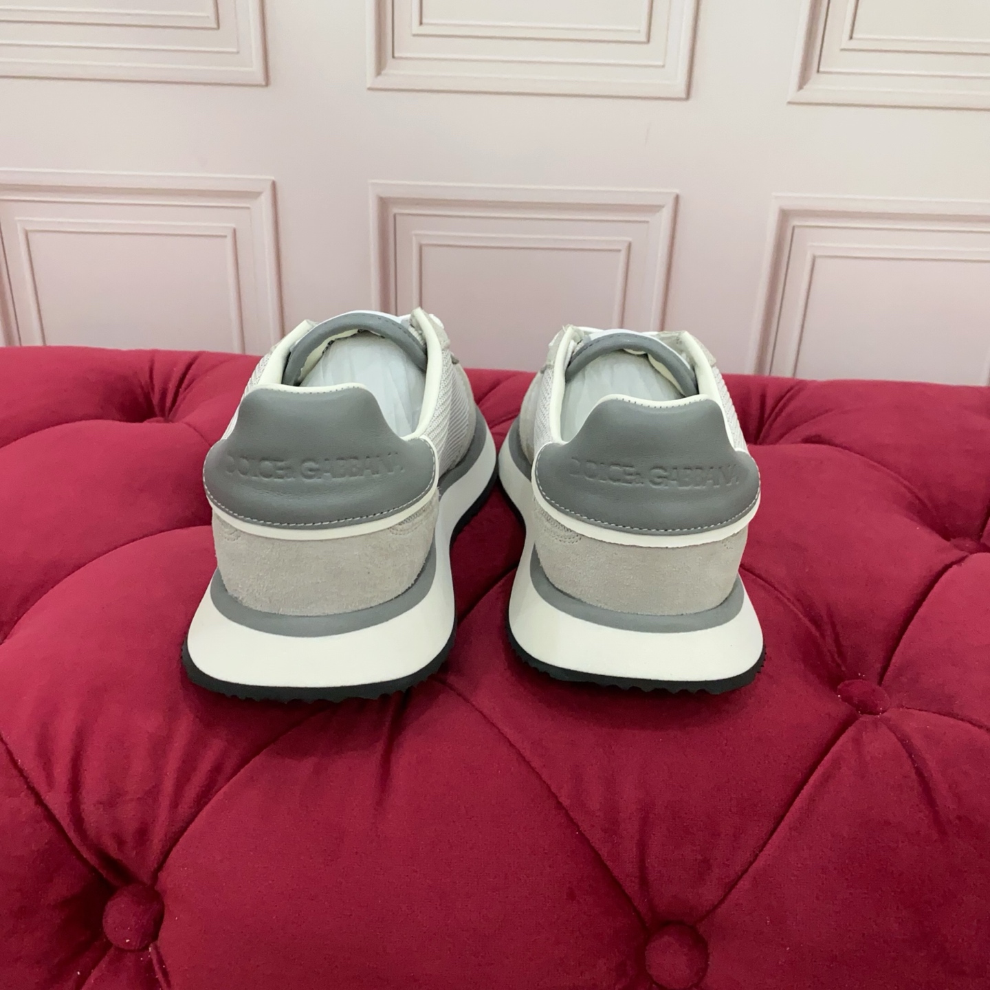 Bagsaaa DG Cushion sneakers in a calfskin and woven technical fabric gray