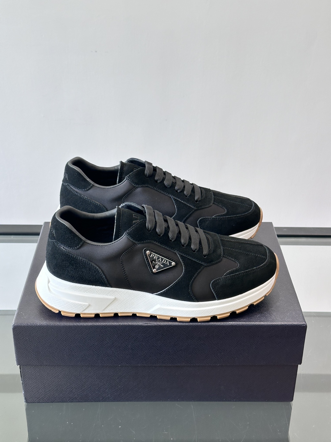Bagsaaa Pra*a Prax suede and Re-Nylon sneakers black