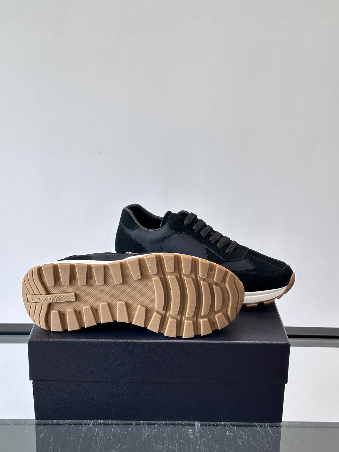 Bagsaaa Pra*a Prax suede and Re-Nylon sneakers black