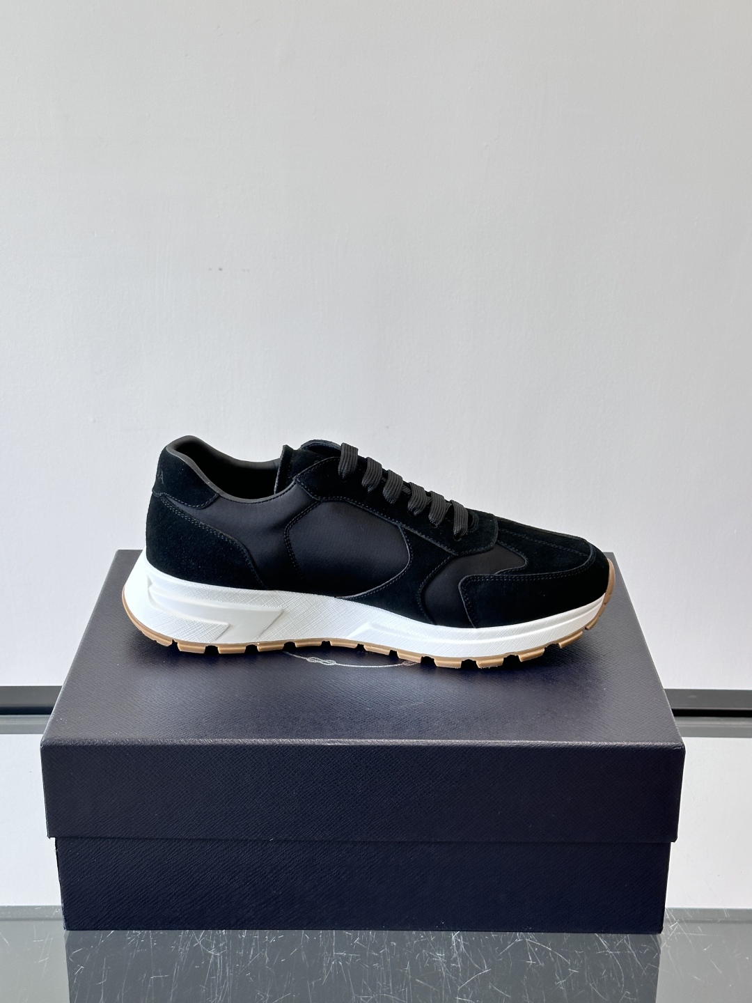 Bagsaaa Pra*a Prax suede and Re-Nylon sneakers black