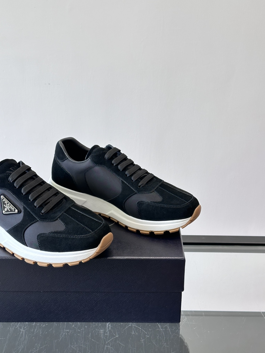 Bagsaaa Pra*a Prax suede and Re-Nylon sneakers black