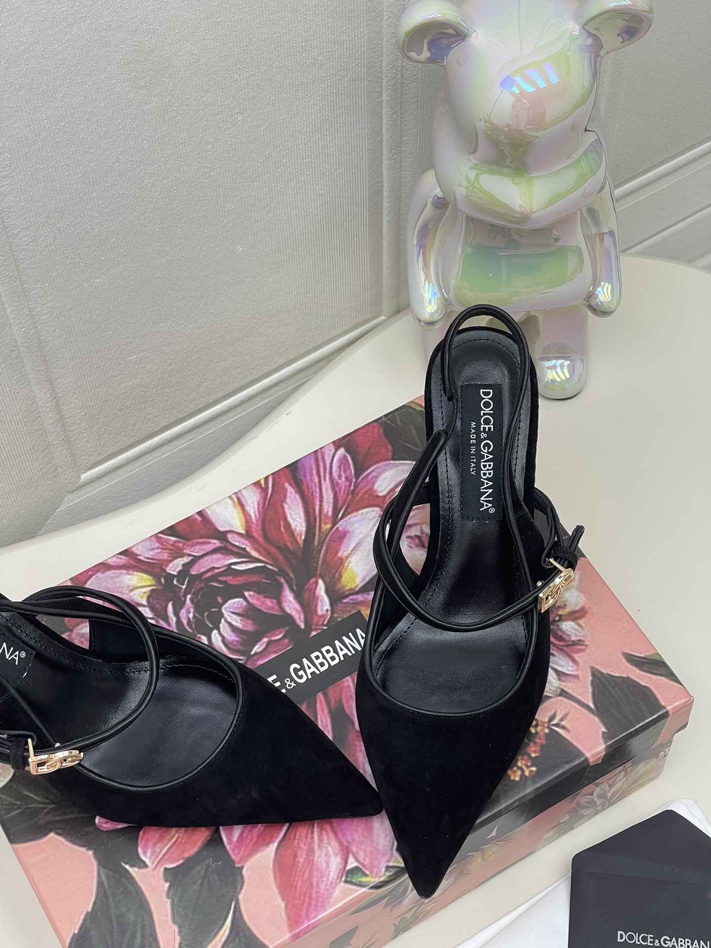 Bagsaaa Dolce & Gabbana point-toe slingback pumps black suede 6.5cm