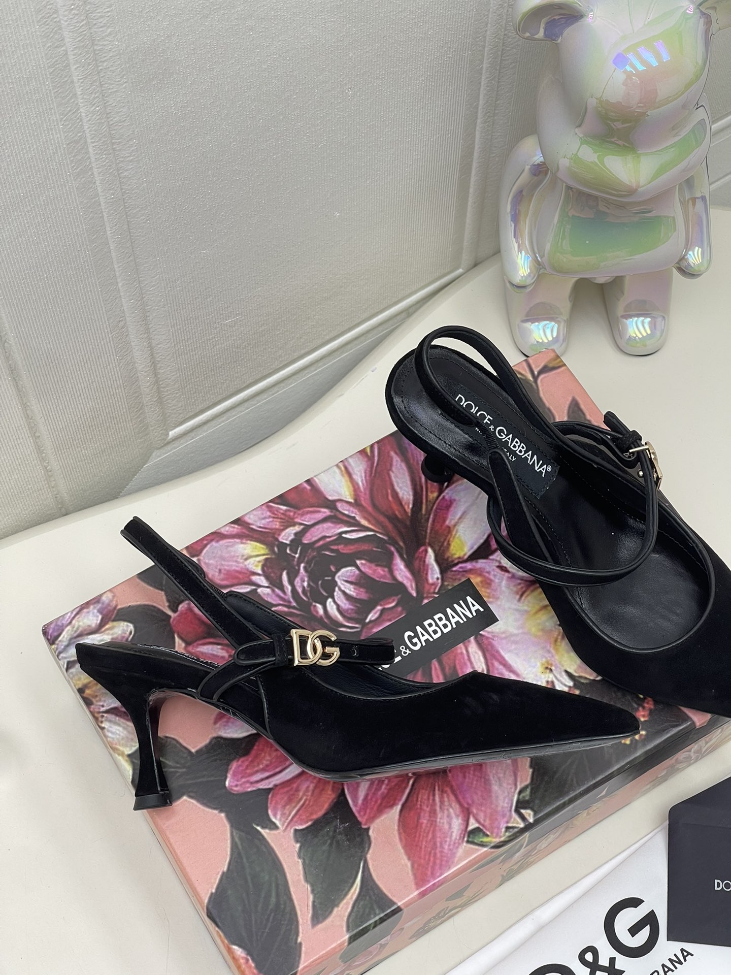 Bagsaaa Dolce & Gabbana point-toe slingback pumps black suede 6.5cm