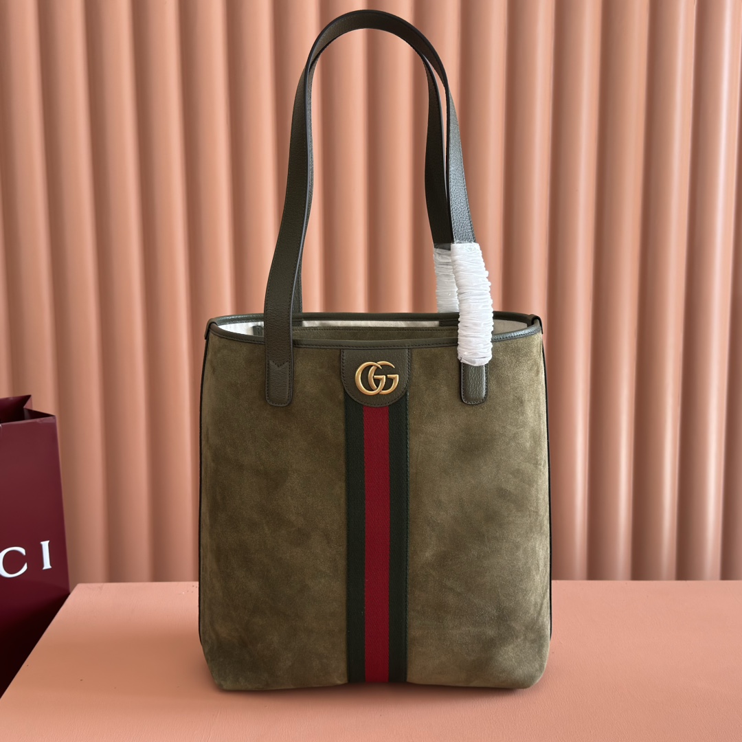 Bagsaaa Gvc*1 Ophidia medium tote bag 834465 dark green suede - 36cm