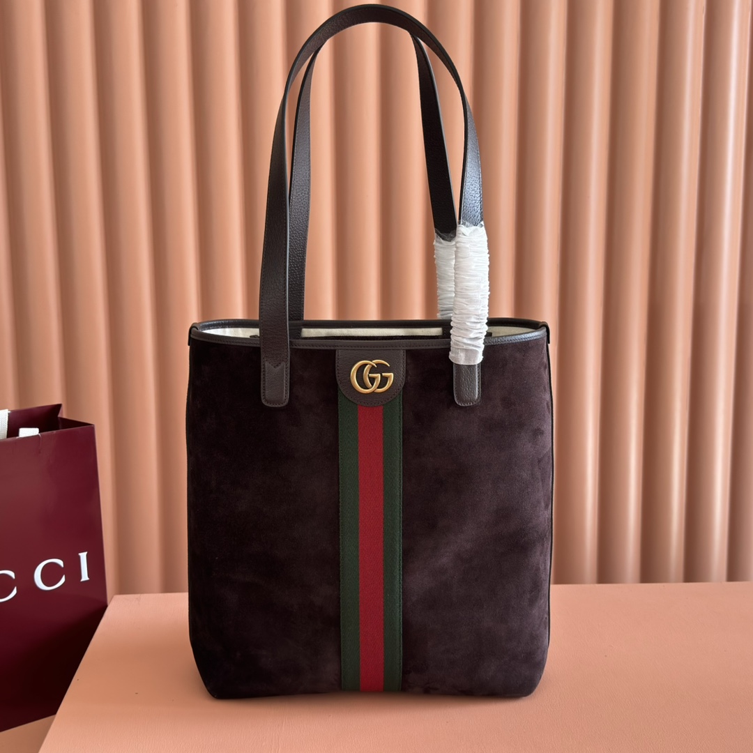 Bagsaaa Gvc*1 Ophidia medium tote bag 834465 dark brown suede - 36cm