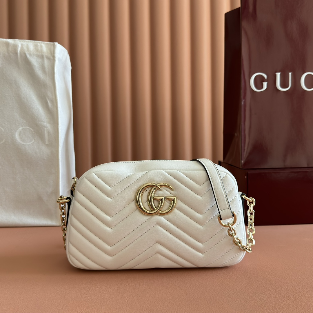 Bagsaaa Gvc*1 GG Marmont small camera bag 855273 white - 24cm