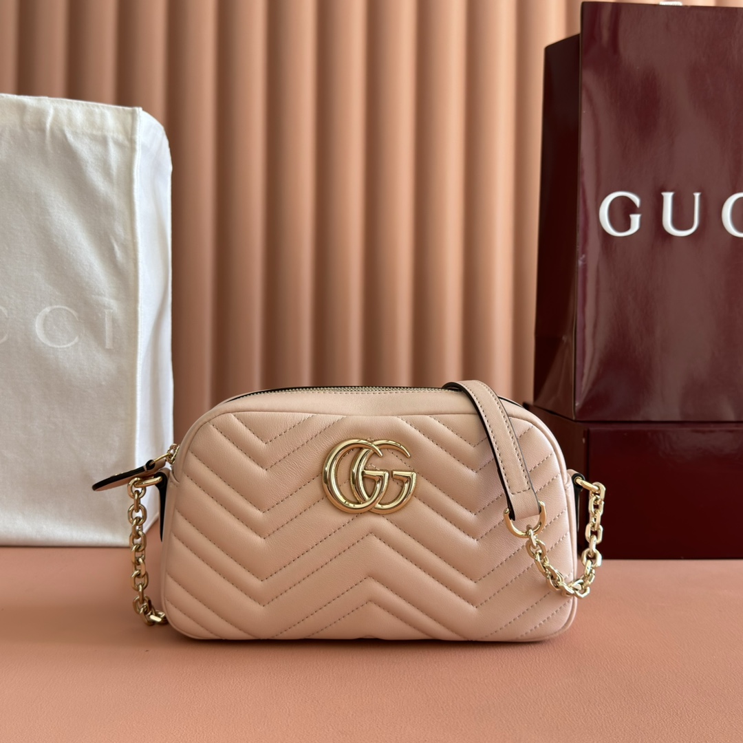 Bagsaaa Gvc*1 GG Marmont small camera bag 855273 pink beige - 24cm