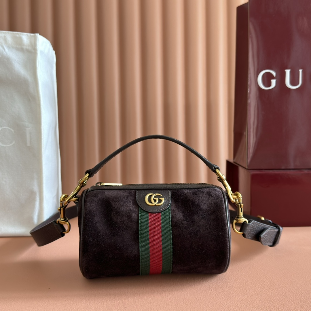 Bagsaaa Gvc*1 Ophidia mini bag 846869dark brown suede - 18.5cm