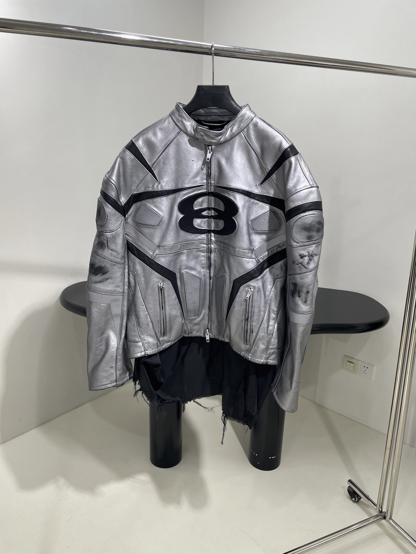 Bagsaaa Ba1en*iaga Unity Sports Icon Racer Jacket in silver