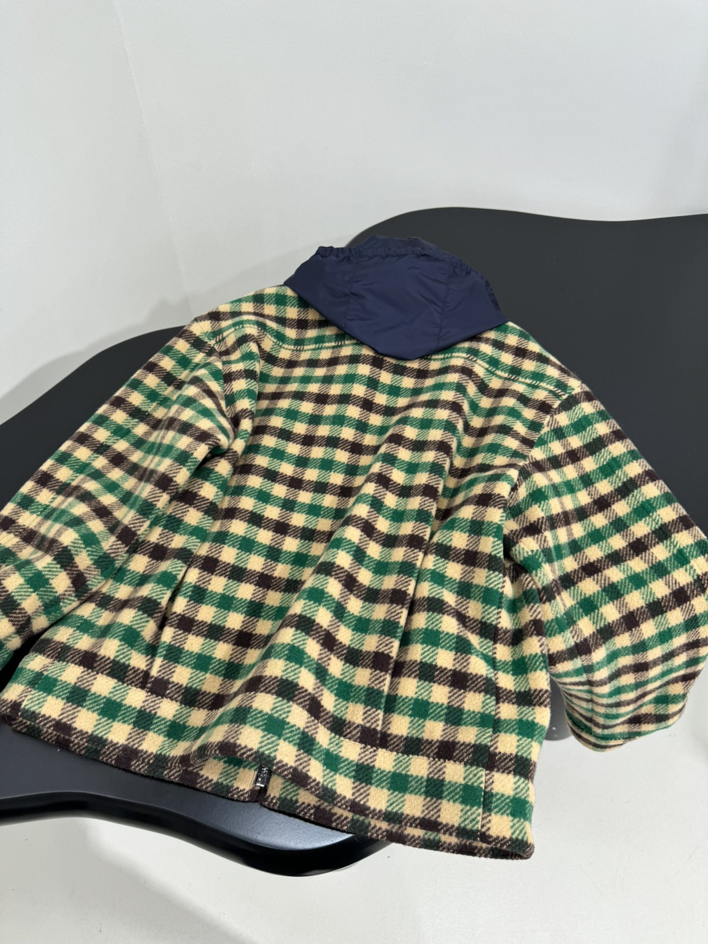 Bagsaaa Miu Miu gingham check and technical fabric jacket