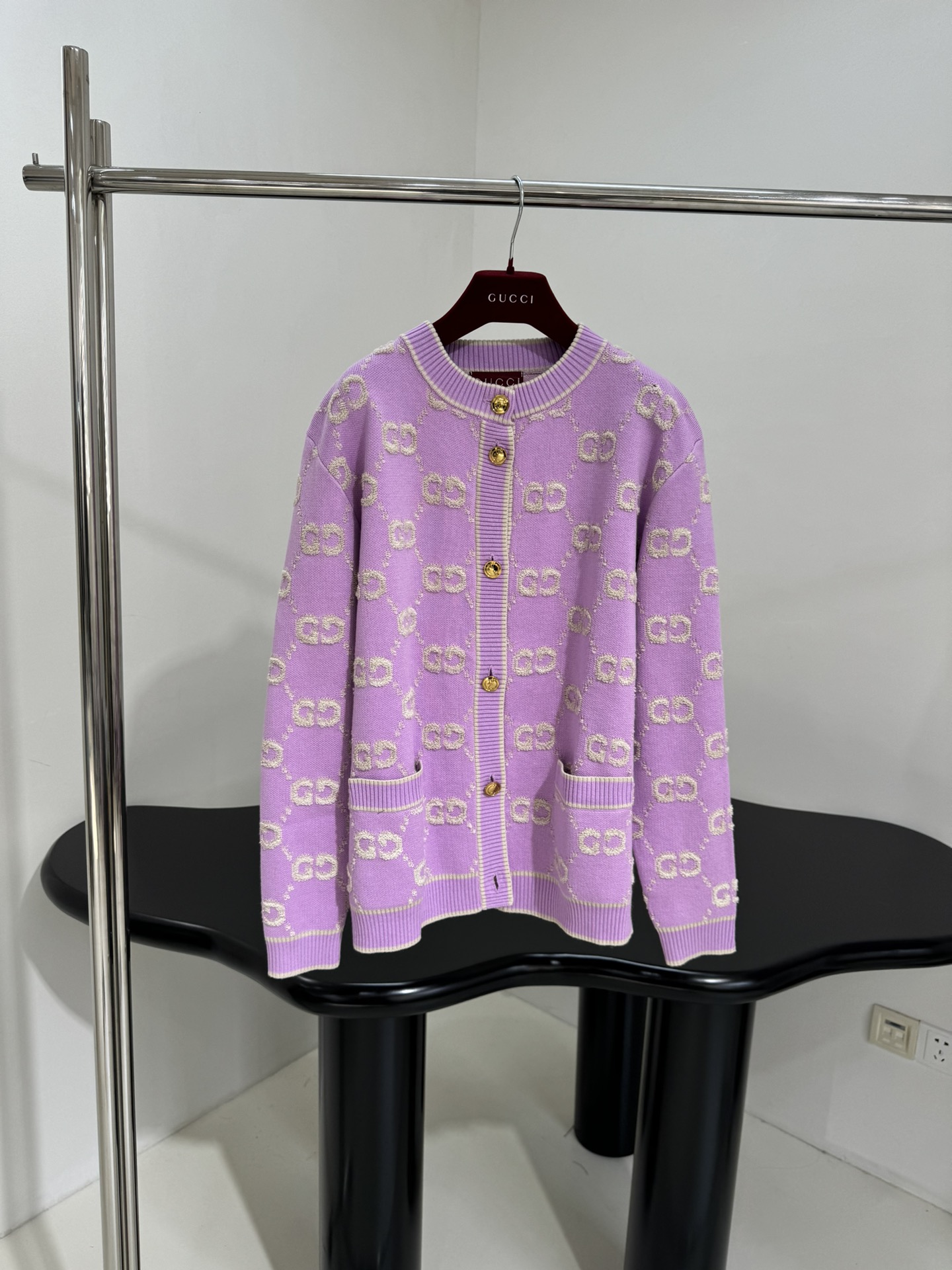 Bagsaaa Gvc*1 GG wool bouclé jacquard cardigan light purple