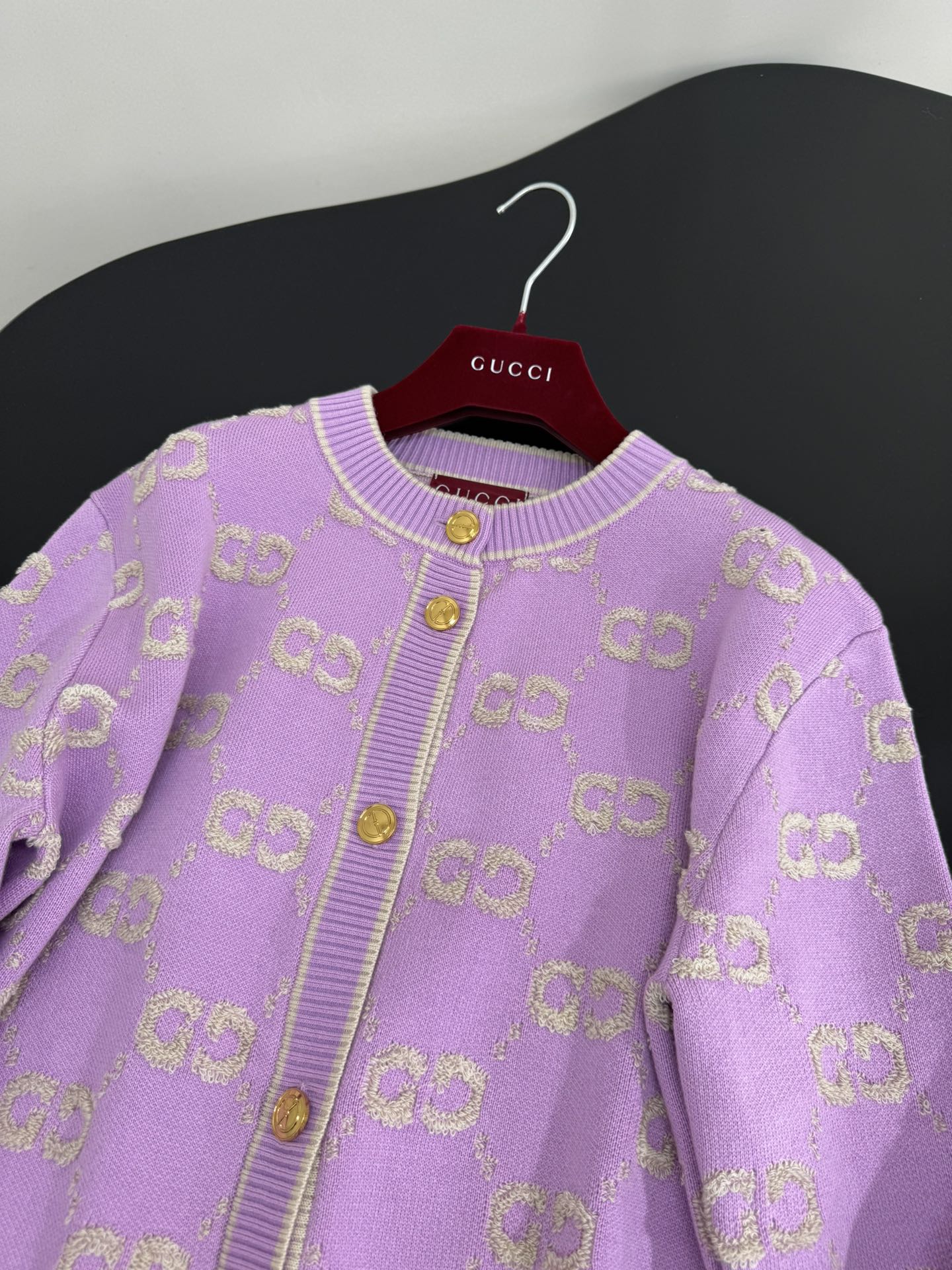 Bagsaaa Gvc*1 GG wool bouclé jacquard cardigan light purple