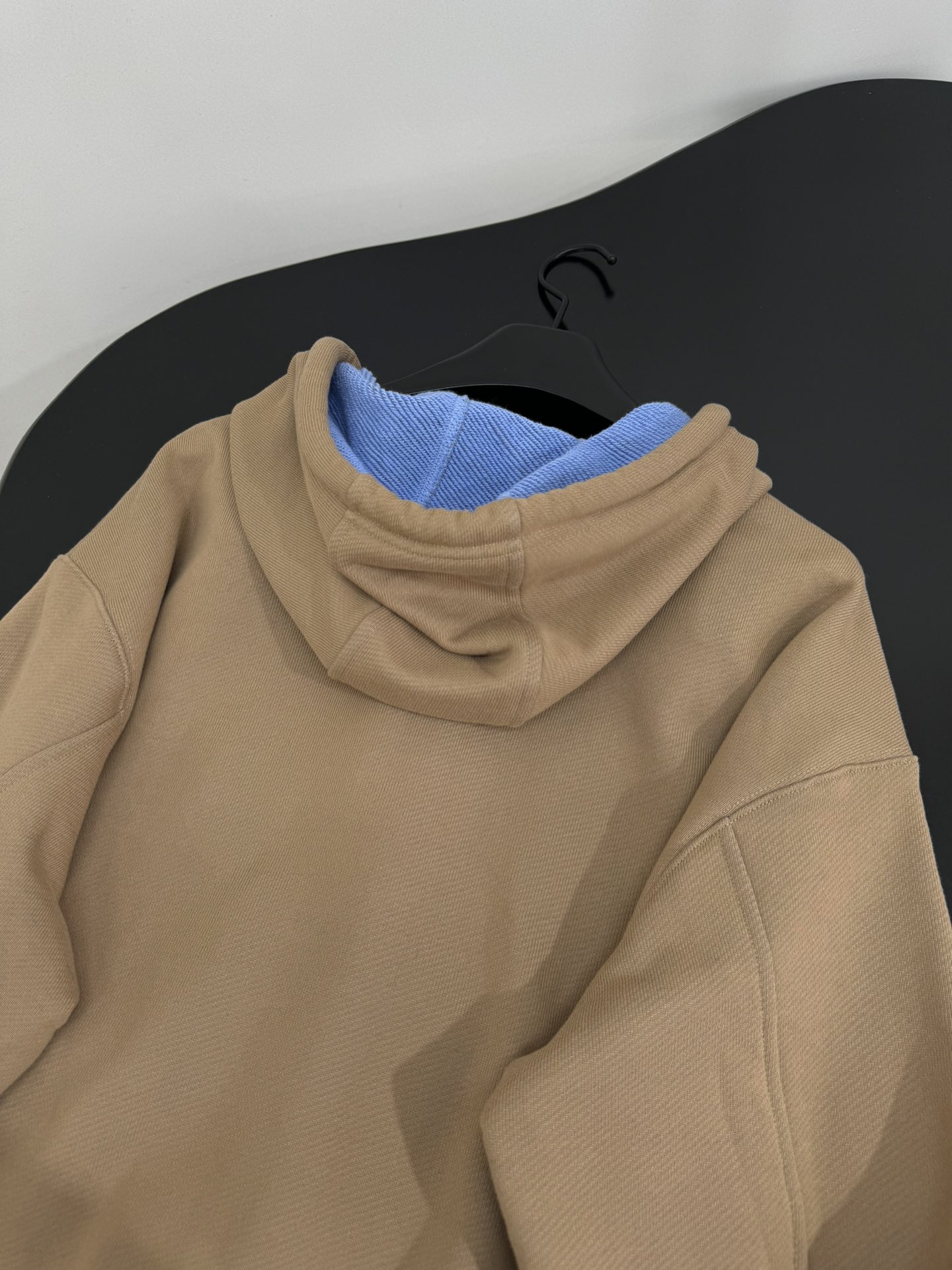 Bagsaaa L0ew* zip-up hoodie in a beige and blue color scheme
