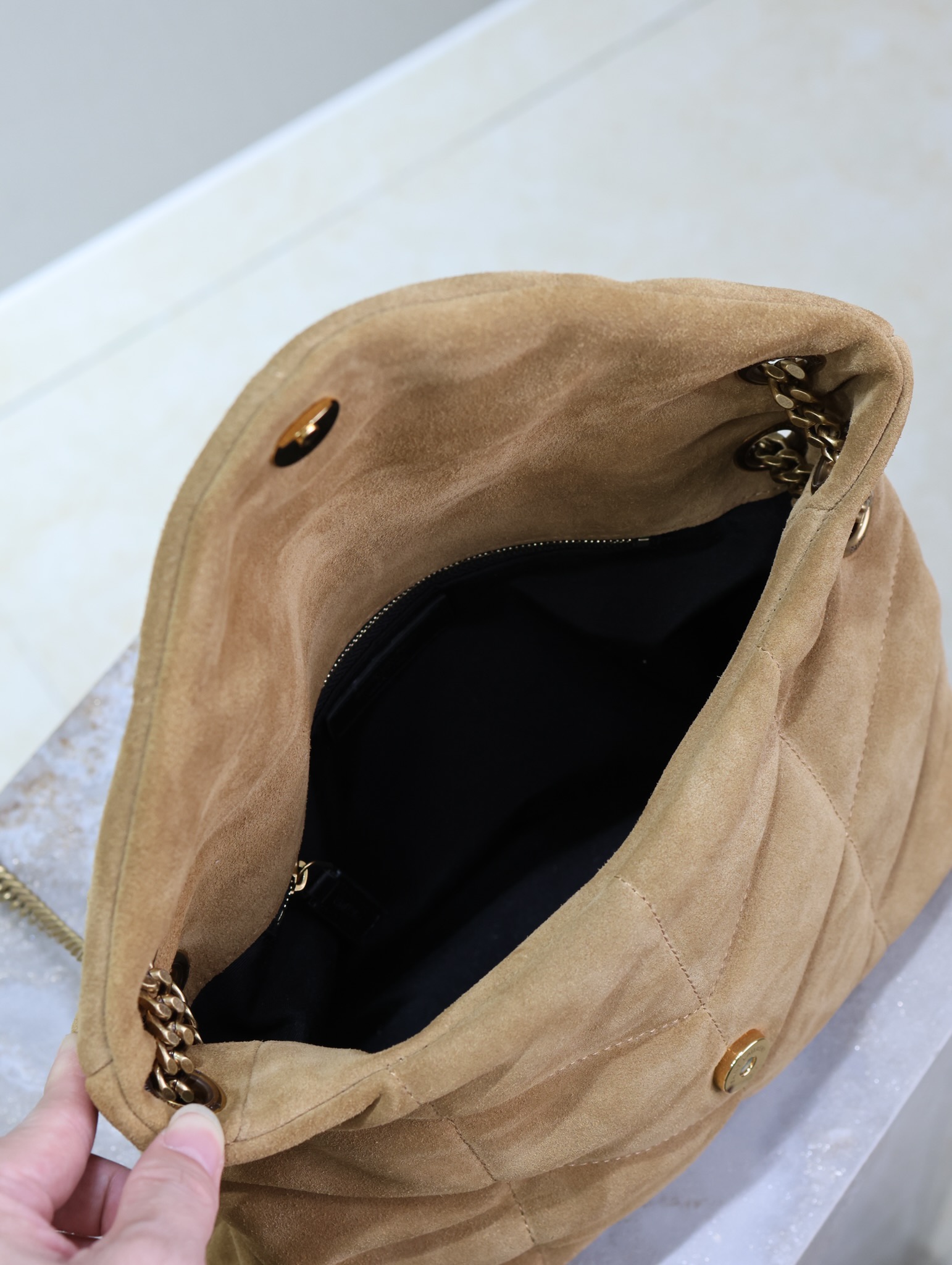 Bagsaaa Y51 Puffer Small in Nappa leather 577476 brown suede - 29cm