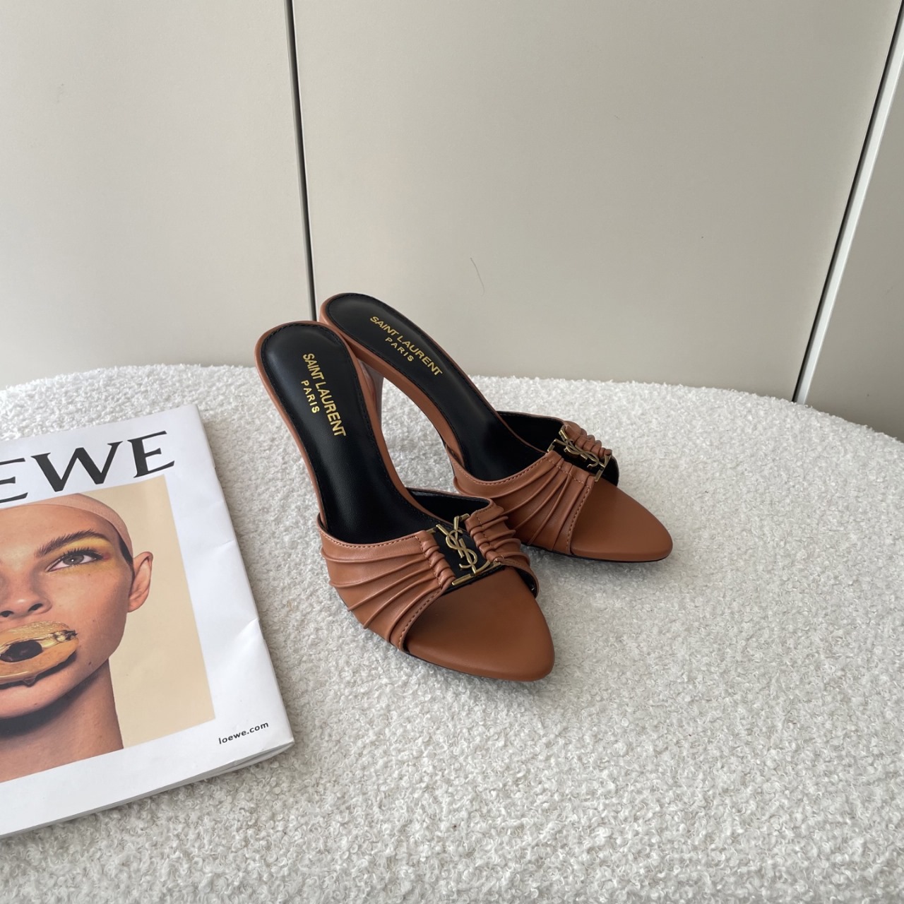 Bagsaaa Y51 Babylone mules in smooth leather brown tan - 9cm