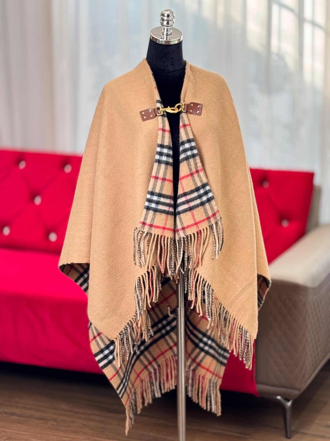 Bagsaaa Bv*b*rry Check Wool Cape Beige - 140*140cm