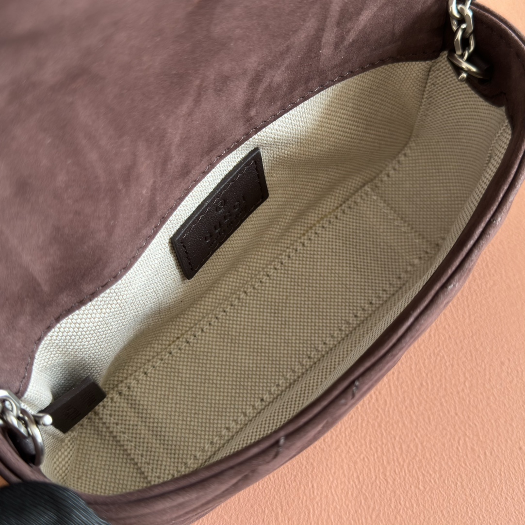 Bagsaaa Gvc*1 GG Marmont mini shoulder bag 841290 dark brown - 17cm