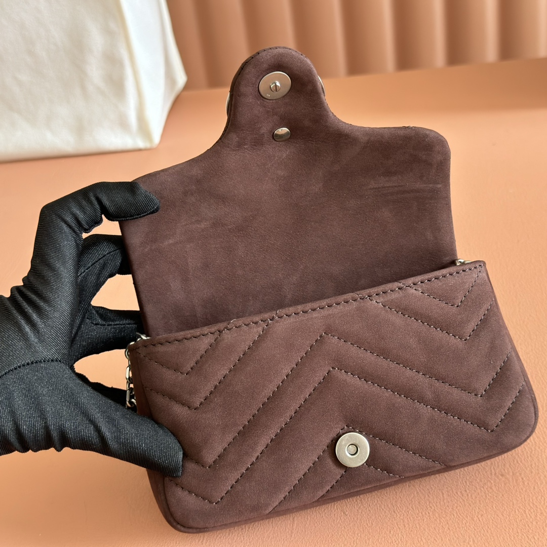 Bagsaaa Gvc*1 GG Marmont mini shoulder bag 841290 dark brown - 17cm