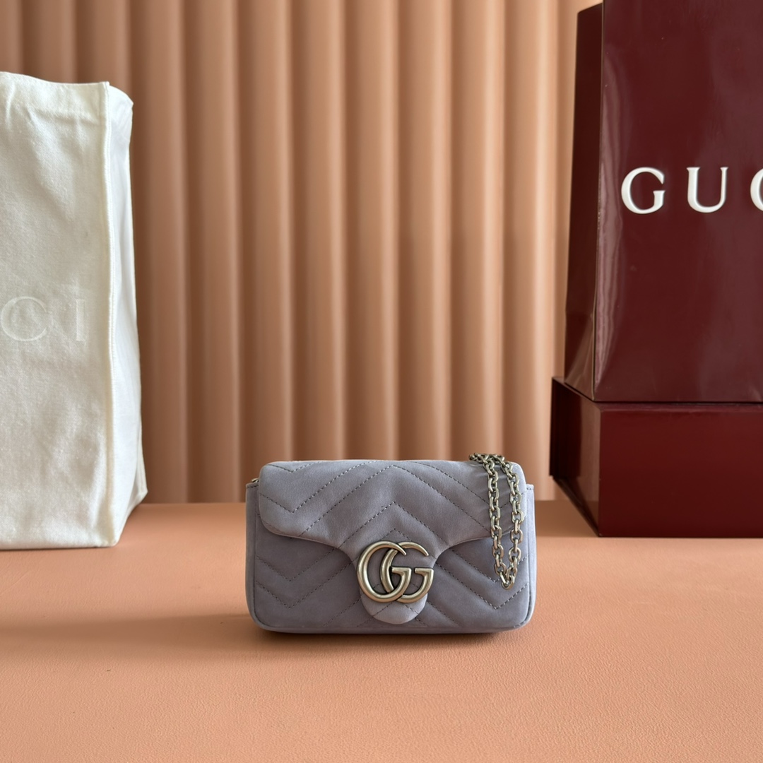Bagsaaa Gvc*1 GG Marmont mini shoulder bag 841290 gray - 17cm