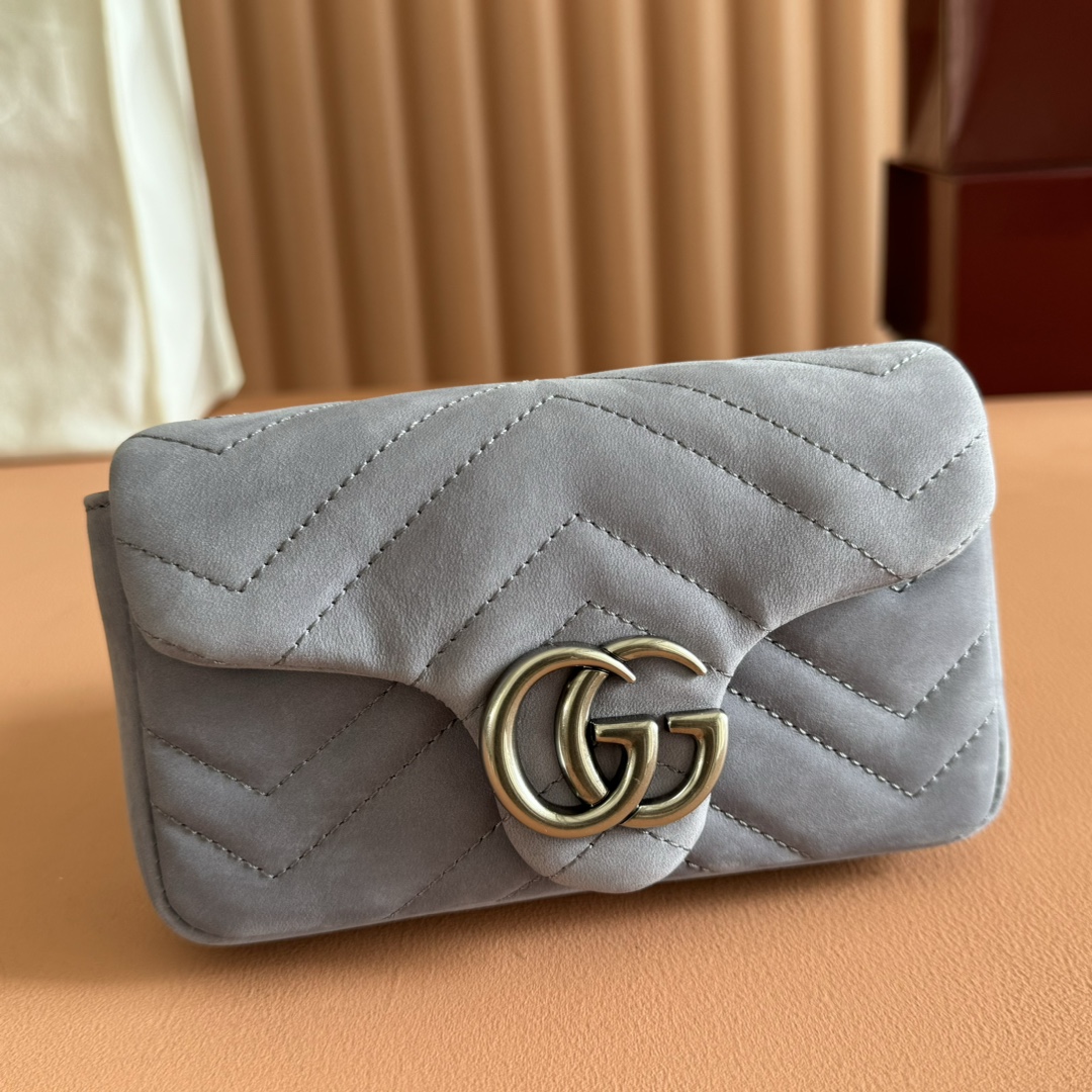 Bagsaaa Gvc*1 GG Marmont mini shoulder bag 841290 gray - 17cm