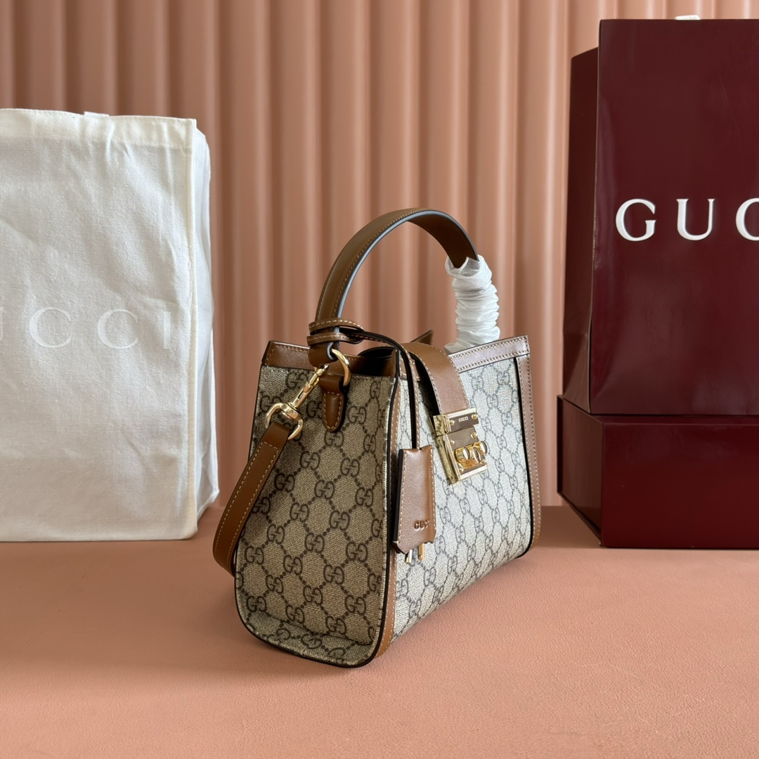 Bagsaaa Gvc*1 Padlock medium top handle bag 838992 brown - 25.5cm